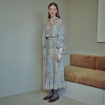 FLOWER PLEATS SKIRT_BLUE
