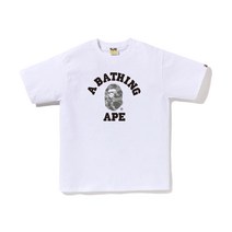 [정품] BAPE Honeycomb Camo College TEE 티셔츠 White/Grey 364242