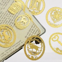 둥근 금속 책갈피 펜홀더 북클립 메탈 압화 왕관 북마크 미니, 단품, 단품