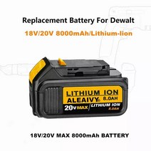 디월트 공구 배터리 도구 용 18v 6.0ah dcb184 dcb181 dcb182 dcb200 18volt 20v max xr 6.0ah 호환, 1개 8.0아