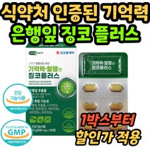 기억력 개선 혈행 엔 징코 Ginkgo 플러스 은행잎 나이아신 추출물 판토텐산 징고 식약처 인증 식약처 인정 두뇌 뇌 플라보노이드 여성 여자 남성 남자 고등학생 중학생, 30캡슐 1박스/1개월