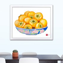 나봄갤러리 감과 그릇 감그림 액자, 2.심플 화이트 액자