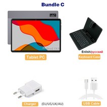 10.1 인치 태블릿 PC 4G LTE 128GB ROM 8GB RAM 13MP 8 코어 Google Play 1920x1200 IPS 화면, Silver, CHINA, [03] Add Keyboard