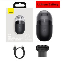 baseus mini 진공 청소기 1000pa 700pa 무선 진공 청소기 가정용 데스크탑 먼지 청소 휴대용 소형 진공 청소기, 검은색 배터리 포함