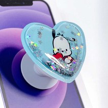 산리오 하트 스마트폰 팝톡 (반짝반짝 글리터가 찰랑찰랑 마이멜로디 쿠로미 시나모롤 포차코 하트모양 팝톡)