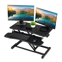 높이조절 데스크 모션 책상 받침 노트북 TechOrbits 스탠딩 데스크 컨버터 - 32인치 높이 조절 가능 MDF 목재 좌식 라이저 - 블랙 32