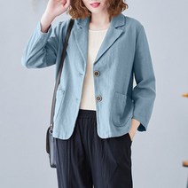 빅사이즈 여성 린넨 자켓 봄 여름 가을 긴팔 오버핏 여자 봄자켓 캐주얼 상의 linen jacket women JX0272