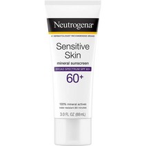 Neutrogena 센서티브 스킨 미네랄 선크림 로션 브로드 스펙트럼 SPF 60 산화아연 방수 저자극 향 오일 프리 89ml 1개