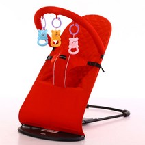 작은박사 아기 바운서 신생아 흔들의자 크래들스윙, 레드 부티크 코튼+완구걸이+3완구