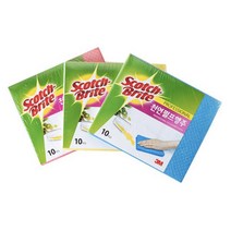 3M 스카치브라이트 천연 펄프행주 10매 파랑 노랑 핑크, 1개