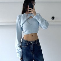 코지 힙한 레이어드 크롭 나시 볼레로 니트 세트