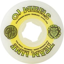 OJ Wheels Team Line 오리지널 하드라인 99a 스케이트보드 바퀴 - 화이트옐로우그린 54mm 511719