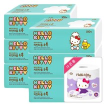 헬로키티 3겹 뽑아쓰는 톡톡 키친타올 100매 3입 2팩 + 헬로키티 4겹 싱글롤 25m 화장지