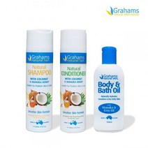GRAHAMS 내추럴 샴푸250ml+컨디셔너250ml+배스오일100ml, FREE