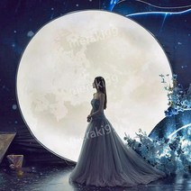 웨딩 달 라이트 박스 빛나는 소품 사진 영역 라이브 장식 무대 배경 야외 철 예술, 백색광 밝은 색상 보름달 1.5 미터