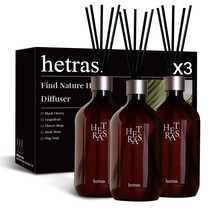 헤트라스 프리미엄 대용량 디퓨저 선물세트, 호텔우드향, 500ml, 3개