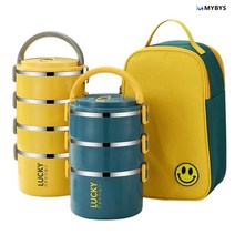 MYBYS 보온 도시락 BWFH003, 블루 3단+식기 포함