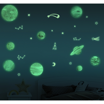 포인트 데코 벽스티커 36가지 종류 아이방 인테리어 / 리무버블 크리스마스 시트지 키즈룸 아기방 벽지 현관문 천장 데코 어린이집 창문 유리 윈도우 카페 화장실 놀이방, 22. 야광 태양계행성