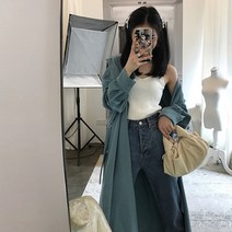 비올레타 소라색 트렌치 롱원피스 코트