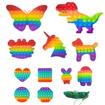 KC인증 팝잇업 레인보우 뽁뽁이 무지개꾹꾹이 푸쉬팝 스트레스 해소 장난감, 공룡