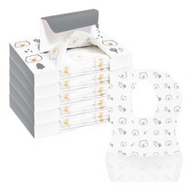 [맘핸드슨] 일회용 턱받이 10매입 * 5개, 그레이 곰곰(10매입), 상세 설명 참조