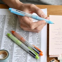 4웨이 스쿨펜 (흑흑적청 4색 볼펜) 볼펜 디자인볼펜 4색볼펜 펜, 종류:green