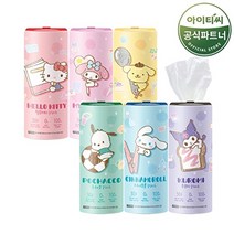 홈스웰 산리오캐릭터즈 차량용 슬림 미용티슈 (60매 6개X1팩) 총 6개, 1