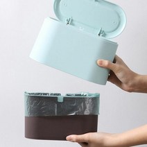 RT 원터치 개폐형 주방 책상 욕실 화장대 1L 미니휴지통, O 민트