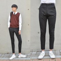 [교복몰] (빅사이즈) 허리조절 6.5통 스판 블랙 교복바지 남자-4XL