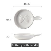 새로운 가정용 주방 세라믹 조미료 접시 올리브 오일 둥근 작은 접시 칼 붙이 딥 스낵 접시 간장 접시 요리 그릇, 나비