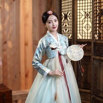한복 공연복 여전통 궁중대장금 드레스 소수민족 조선족 무용 공연 의상 세트
