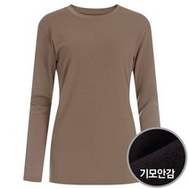 샵앤 여성 애니 라운드 슬림핏 베이직 기모 긴팔 이너 티셔츠 DAI-WSH-1210-브라운