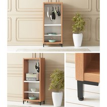 오픈형 3단 수납가구 조리도구 행거 주방장식장, 아카시아화이트