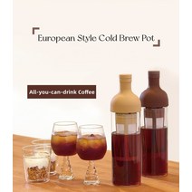 커피포트 드롱기 커피드립퍼 핸드드립주전자 커피머신 콜드 브루 커피 포트 1000ml iced 에스프레소 유리 메이커 실리콘 병 아이스 드립 필터 수동 커피 기기 커피 메이커, brown single