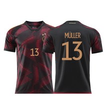 2022 카타르 월드컵 대표팀 아르헨티나 메시 프랑스 브라질 유니폼 단상 축구복 도매, 2022 독일 블랙-13번 뮐러-엠블럼 부착