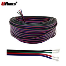 전선 케이블 10m 22AWG 20AWG 18AWG LED 4pin RGB stirp 라이트 전원 연결용 4 색 주석 도금 구리 PVC 절연 와이어, [01] 22 AWG, [01] 10meter