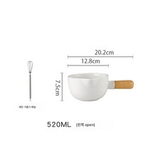 일식 도자기 베이킹 에그볼 손잡이 그릇 가정용 믹싱볼 샐러드 팁 부리볼 드레싱볼 아침그릇 나무손잡이, 거품기520ML(왼쪽트임)--- 블렌더 보내기
