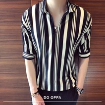 도오빠 남성 스트라이프 셔츠 와이셔츠 캐주얼 상의 남자 단가라 티셔츠 스타일리쉬
