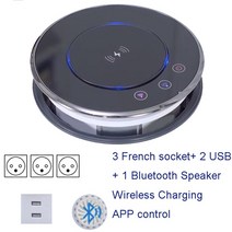 콘센트 4 개 USB 케이블 멀티소켓어댑터 확장 충전기 더블 포트콘센트 고품질 전기 리프팅 소켓 숨겨진 탁상 전동 팝업 개폐식 무선 충전 TUYA EU US BR 표준, 29.FR 표준 2  블랙 올 블랙