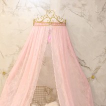 레이스 캐노피 왕관 공주 침대 아이방꾸미기 신혼 인테리어, A 핑크   팬던트   크라운   후후크한쌍