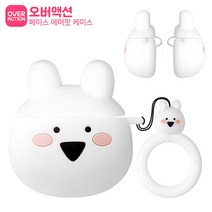 오버액션 토끼 페이스 에어팟 2세대 실리콘 케이스 + 핑거링, 혼합색상