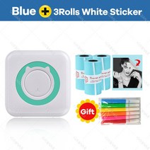 라벨기 휴대용 블루투스 미니 휴대용 감열식 프린터 용지 롤 57mm 포켓 사진 메모 목록 라벨 스티커, 19 BL add 3Sticker