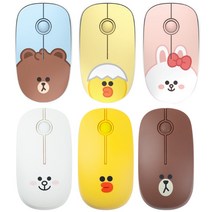라인프렌즈 무소음 무선 마우스 정품 캐릭터 곰돌이 브라운 토끼 코니 병아리 샐리 소리안나는 저소음 사무용 업무용 귀여운 커플, 미니베이비 샐리, 라인프렌즈 무선 마우스