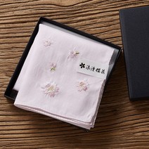손수건앞치마 아사면 하얀 꽃무늬 자수 일본 면 Cool Pa화 벚꽃 순면 여성용 흡한성