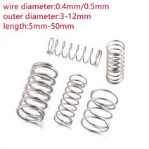 용수철 스프링 20pcs SS304 스테인레스 스틸 압축 두께 0.4mm 0.5m 미니 가정용 유지 보수 도구 하드웨어 액세서리, 7mm, 50mm