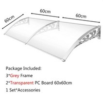 창문빗물막이 판 루버 빗물받이 커버 캐노피 비막이 차단, N02 .Grey Fame 60x120cm, 해외