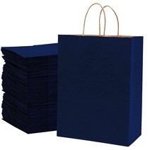 ECOptimize 손잡이가 달린 크래프트 종이 봉투 20.3 x 10.2 26.7cm(8 4 10.5인치) 로열 블루 30개 - 목재 펄프의 친환경 및 재활용 가능한 선물 가방, Pack of 120