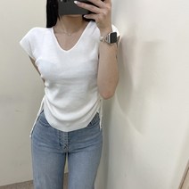 VANANA2 여성 캡소매 허리 셔링 페미닌 니트 3color