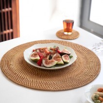 라탄 받침 30cm 나무받침대 홈카페 테이블매트, 원형30cm