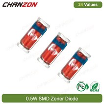 34 값 0.5W SMD 제너 정류기 다이오드 키트 2V 3V 3.3V 5.1V 7.5V 10V 15V 16V 18V 47V, 02 100Pcs ZMM2V0 2V